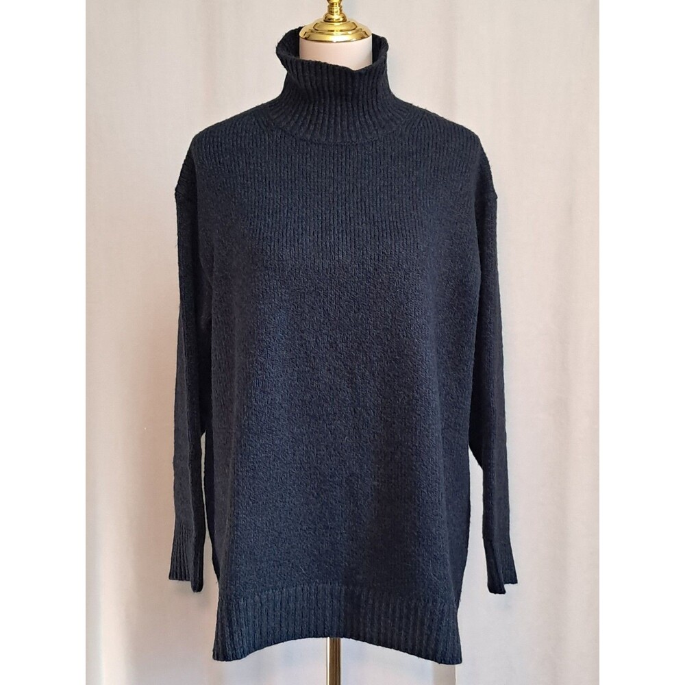 Uniqlo C Clare Waight Keller Mockneck Sweater Navy Black Part Wool EUC Size M